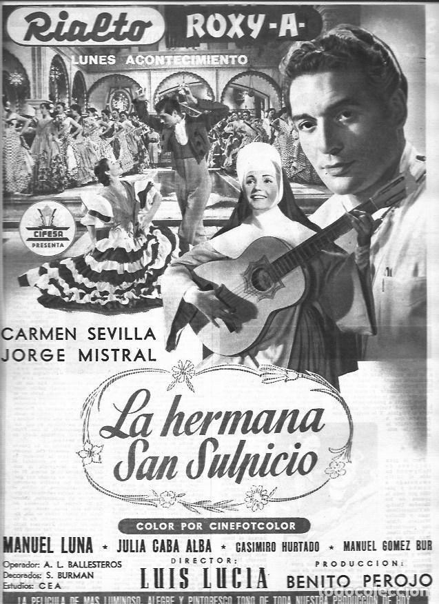 Cartoline: LAMINA 30297: Anuncio de La hermana San Sulpicio de Carmen Sevilla - VVAA