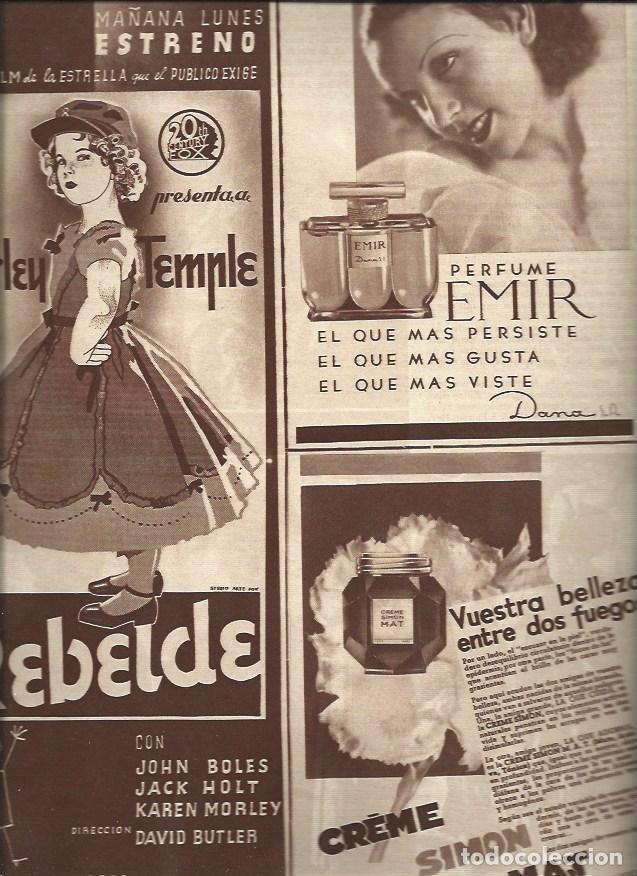 Postales: LAMINA 31104: Anucnio del cine Madrid-Paris de Rebelde con Shirley Temple - VVAA