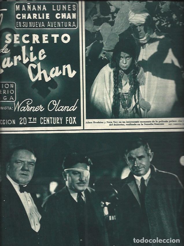 Postales: LAMINA 31137: Anuncio de El secreto de Charlie Chan y escena de La voz del desierto - VVAA