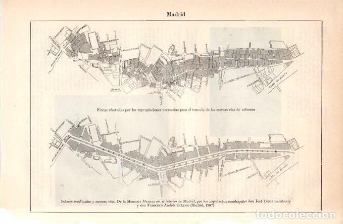 Postais: LAMINA V09021: Planos Mejoras en el interior de Madrid de 1907 - Varios