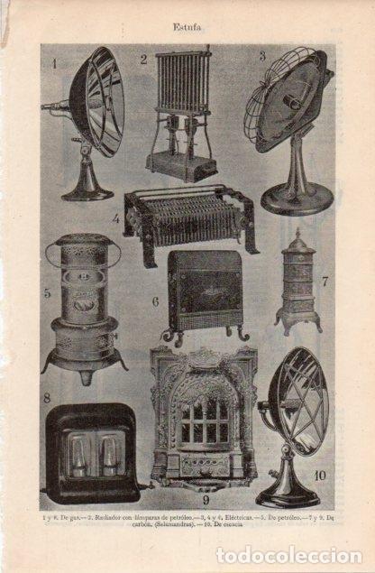 Postales: LAMINA V12647: Tipos de estufa - Varios