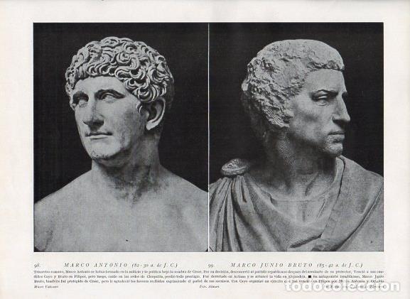Postales: LAMINA V09907: Busto de Marco Antonio en Museo Vaticano y Marco Junio Bruto por Miguel Angel - Vario
