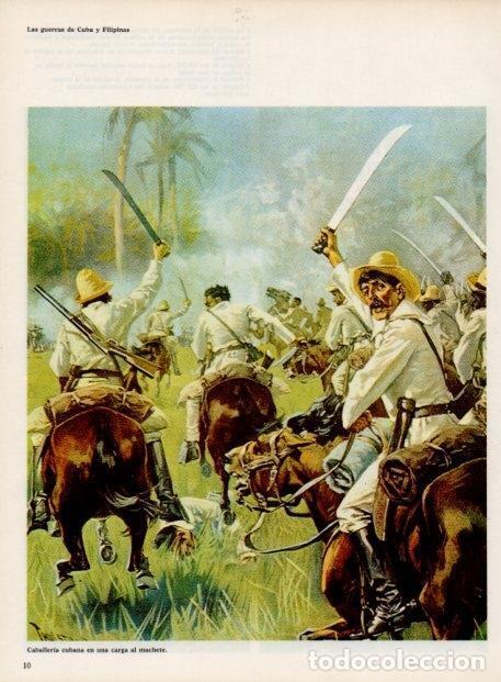 Postales: LAMINA V14371: Caballeria cubana en una carga al machete - Varios