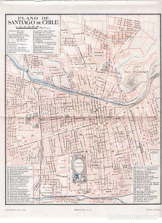 Postales: LAMINA V11316: Plano de Santiago de Chila - Varios