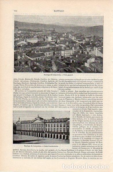 Postales: LAMINA V11228: Vista y Ayuntamiento de Santiago de Compostela - Varios
