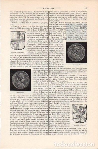 Postales: LAMINA V11867: Moneda y escudo de Celestino III y Celestino IV - Varios