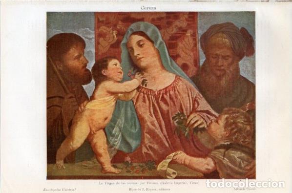 Postales: LAMINA V11935: La Virgen de las cerezas, por Tiziano - Varios