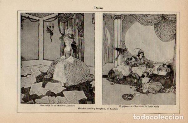 Postais: LAMINA V16545: Ilustracion de un cuento de Andersen y El pajaro azul por Barba Azul - Varios