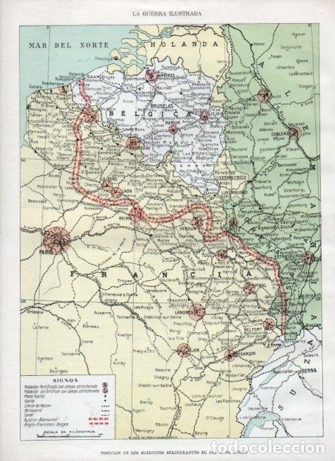Postkarten: LAMINA V17966: Mapa de la posicion de los ejercitos beligerantes el 12 de enero - Augusto Riera
