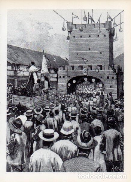 Postais: LAMINA V14987: Manifestacion de filipinos en Manila grabado de E. Tilly 1899 - Varios