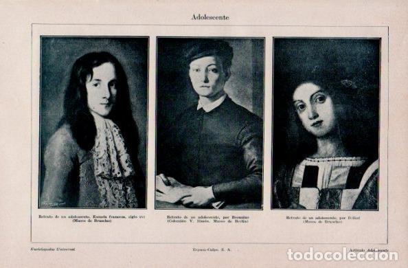 Cartes Postales: LAMINA V16391: Retrato de un adolescente por Bronzino y Bellini - Varios