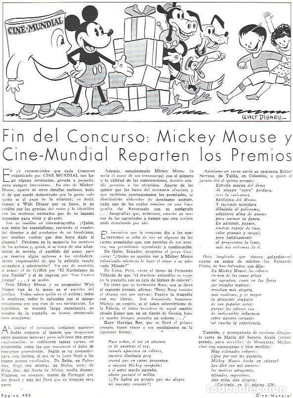 Postales: LAMINA 31952: Concurso Mickey Mouse y Cine Mundial - VVAA