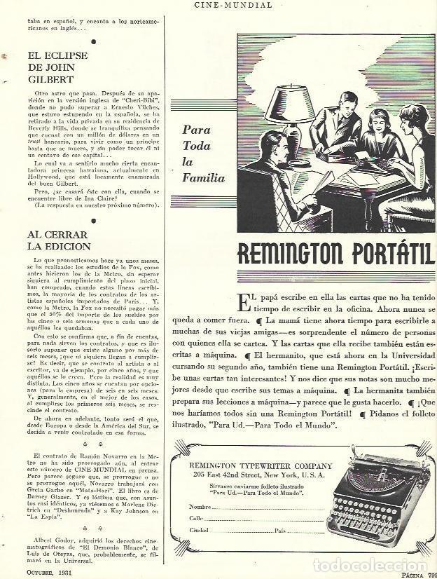 Postkarten: LAMINA 31835: Publicidad de maquina de escribir Remington portatil - VVAA