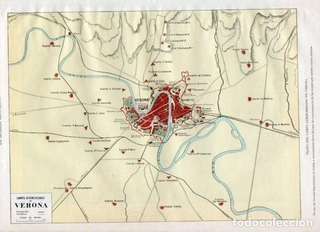 Postales: LAMINA V18142: Plano del campo atrincherado de Verona - Augusto Riera