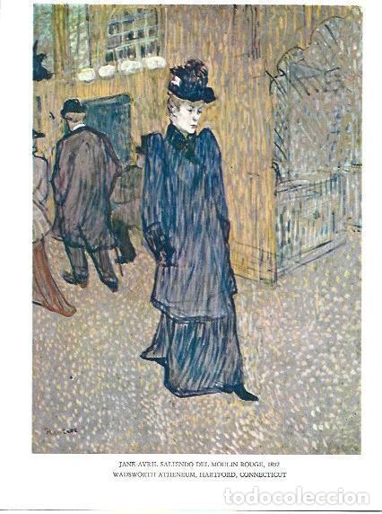 Postais: LAMINA 33223: Jane Avril saliendo del Moulin Rouge - Jean Bouret