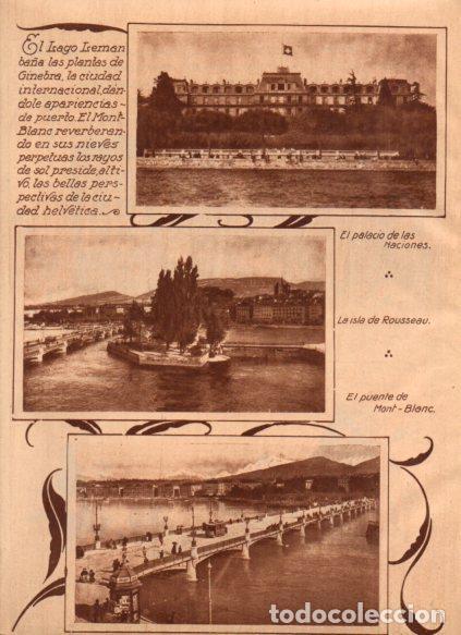 Postales: LAMINA V24747: Palacio de las Naciones y puente Mont-Blanc de Ginebra - Varios