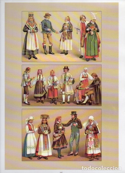 Postkarten: LAMINA V18427: Traditional costumes of the 1880s. Scandinavia II - Albert Racinet