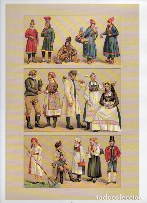 Postkarten: LAMINA V18426: Traditional costumes of the 1880s. Scandinavia I - Albert Racinet