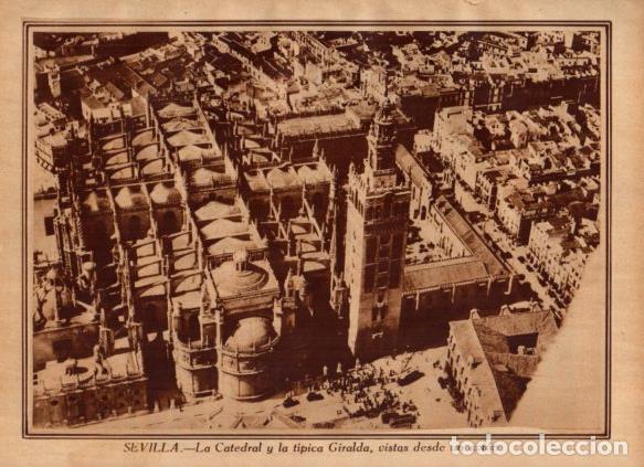 Postais: LAMINA V24498: Vista aerea de la catedral y la Giralda, Sevilla - Varios