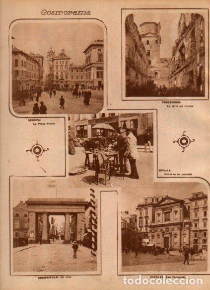 Postales: LAMINA V24464: Vistas de Genova, Brujas y Napoles - Varios