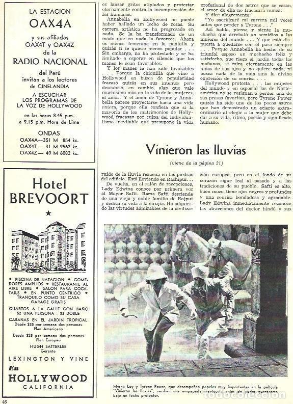 Postais: LAMINA 33767: Myrna Loy y Tyrone Power en Vinieron las lluvias - VVAA
