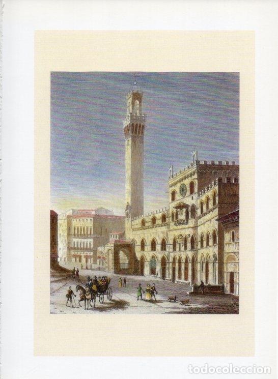 Postales: LAMINA V19973: Siena Plaza del Duomo grabado por W.P. Skeldon siglo XIX - Varios