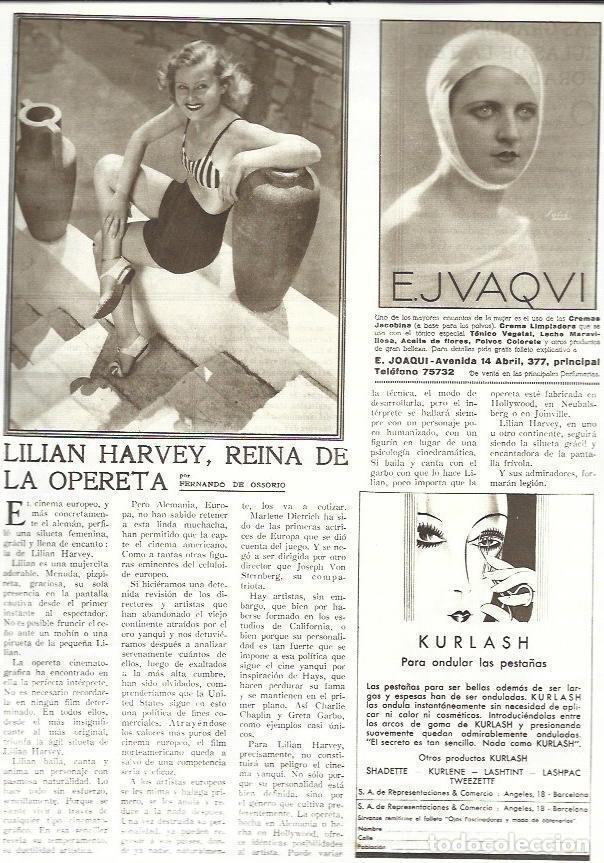 Cartes Postales: LAMINA 32463: Lilian Harvey y publicidad de Kurlash - NULL