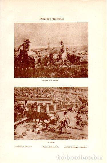 Postales: LAMINA V27448: Vispera de la corrida y Al Corral por Roberto Domingo - Varios