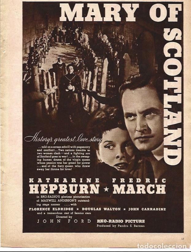 Cartoline: LAMINA 32214: Cartel de Mary of Scotland con Katherine Hepburn - VVAA