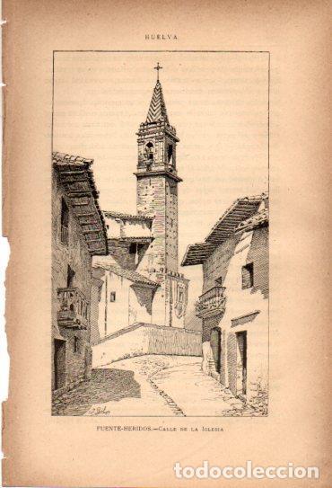 Postkarten: LAMINA V27090: Huelva. Calle de la Iglesia en Fuenteheridos - Rodrigo Amador de los Rios