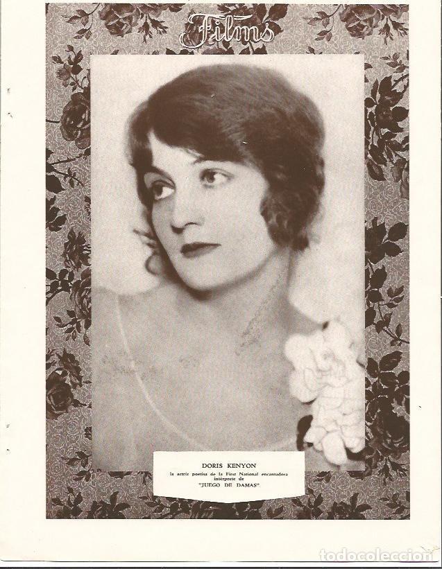Cartoline: LAMINA 34099: Doris Kenyon en Juego de Damas - VVAA