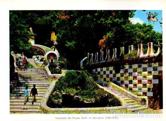 Postais: LAMINA V28121: Escalinata del Parque Guell, Barcelona - Varios