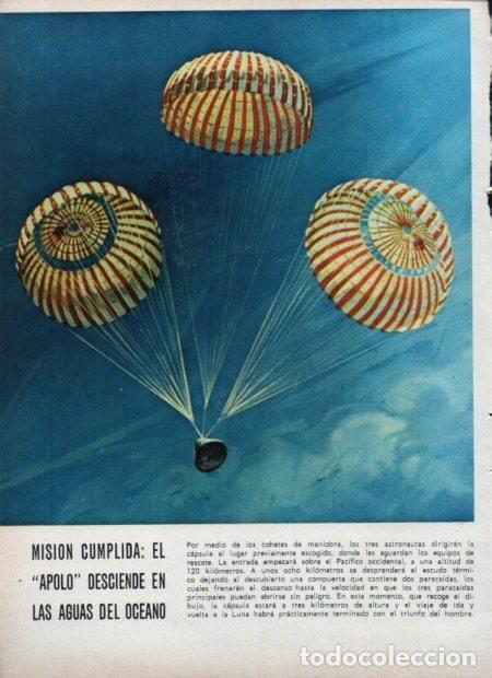 Postkarten: LAMINA V21349: Dibujo capsula Apolo con sus tres paracaidas - Varios