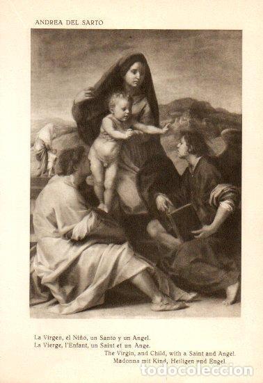 Cartoline: LAMINA V28137: La Virgen el Ni&ntilde;o un Santo y un Angel por Andrea del Sarto - Bernardino de Pantorba