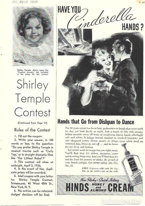 Postales: LAMINA 34474: Publicidad de Hinds y foto de Shirley Temple - VVAA