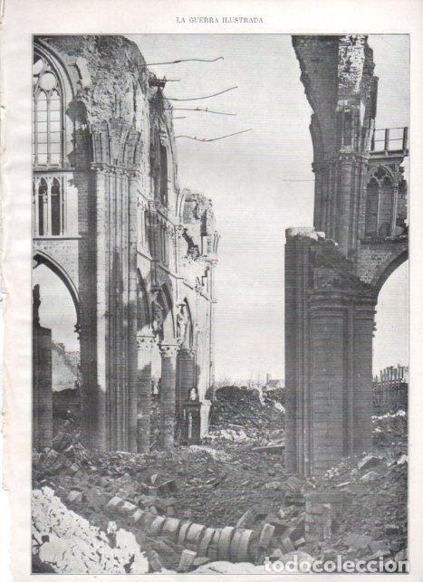 Cartoline: LAMINA V22363: Vista de las ruinas de la catedral de Ipres - Augusto Riera