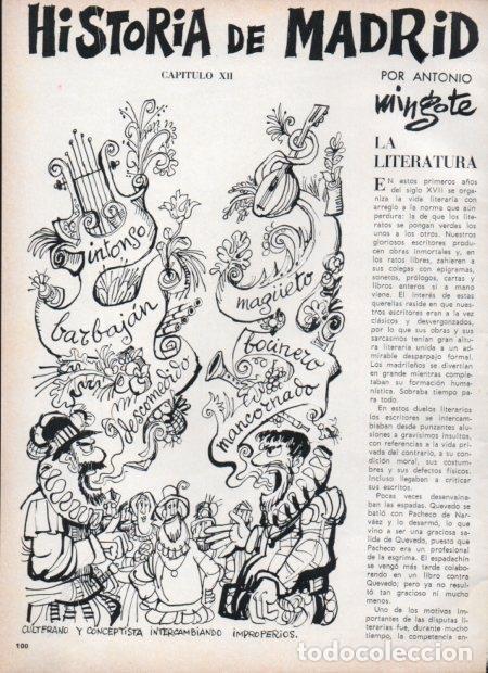 Postales: LAMINA V21776: Ilustracion de Mingote para capitulo XII seccion historia de Madrid - Varios