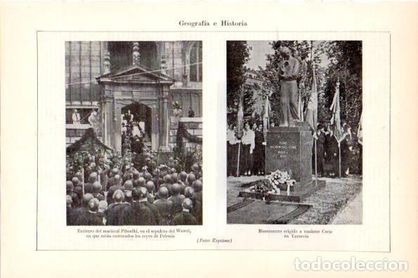 Postkarten: LAMINA V28962: Entierro mariscal Pilsudki y Monumento a madame Curie en Varsovia - Varios