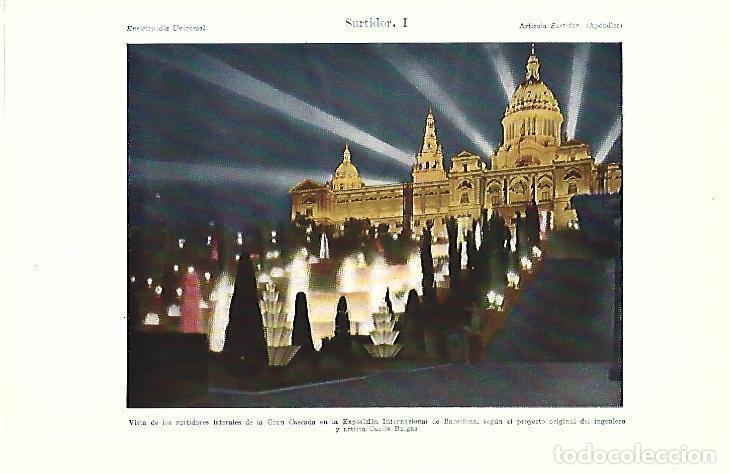 Postais: LAMINA ESPASA 39500: Gran Cascada de Montjuic en Barcelona - Varios