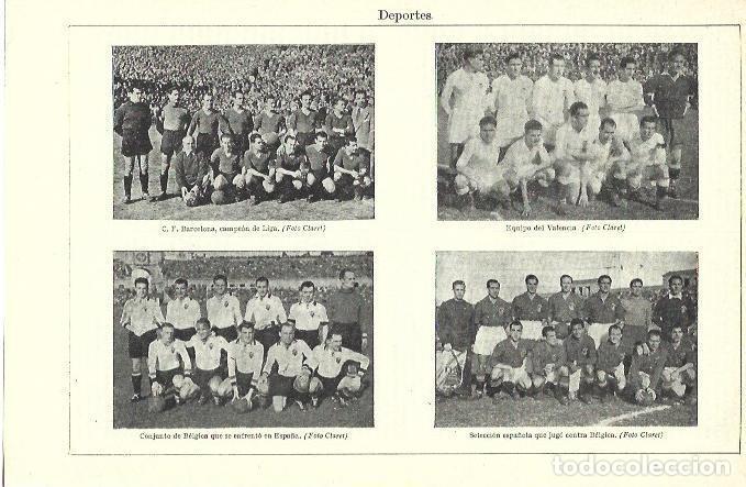 Postales: LAMINA ESPASA 39260: FC Barcelona, Valencia y selecciones de Belgica y Espa&ntilde;a - Varios