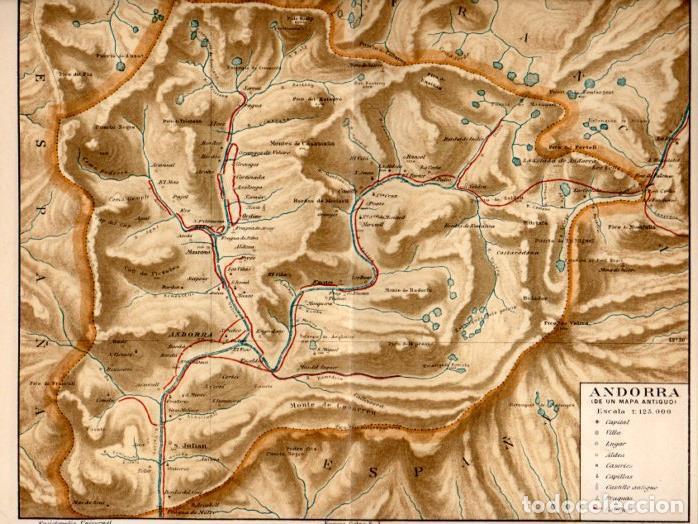 Postkarten: LAMINA V31500: Mapa de Andorra (de un mapa antiguo) - Varios