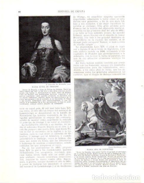 Postais: LAMINA V33948: Maria Luisa de Orleans por Carre&ntilde;o de Miranda y M. A. de Newburgo por Giordano - Manu