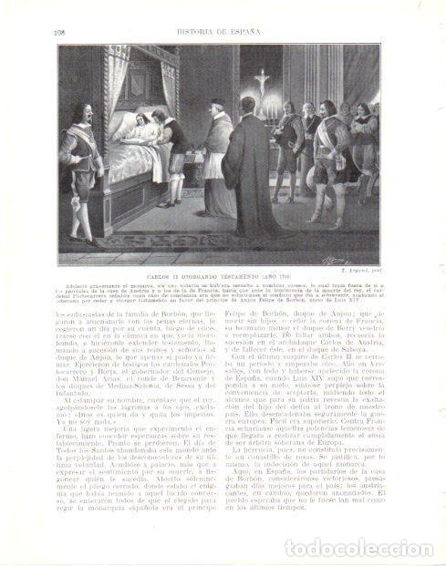 Postcards: LAMINA V33953: Carlos II otorgando testamento por T. Argemi - Manuel Rodriguez Codola