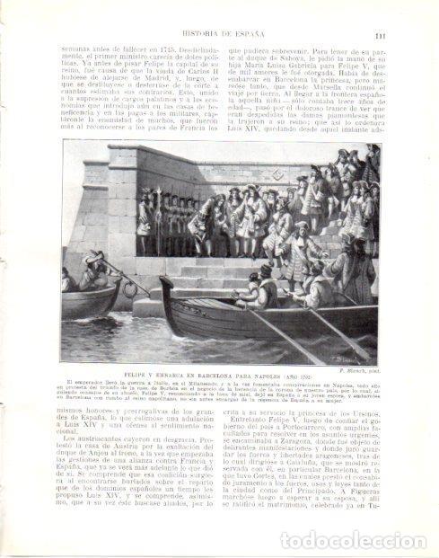 Postais: LAMINA V33955: Felipe V embarca en Barcelona para Napoles por F. Blanch - Manuel Rodriguez Codola