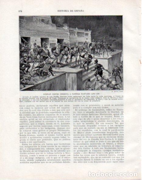 Postkarten: LAMINA V33787: Hernan Cortes derrota a Panfilo Narvaez por F. Mota - Manuel Rodriguez Codola