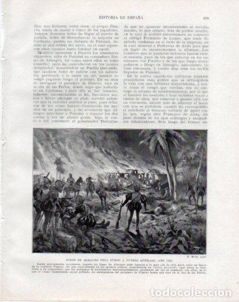 Cartoline: LAMINA V33794: Diego de Almagro incendia Pueblo Quemado por F.Mota - Manuel Rodriguez Codola