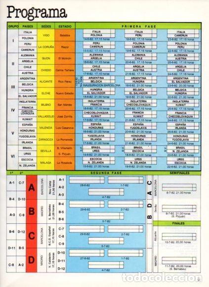 Postales: LAMINA V25862: Programa del Mundial de Futbol Espa&ntilde;a 1982 - Varios