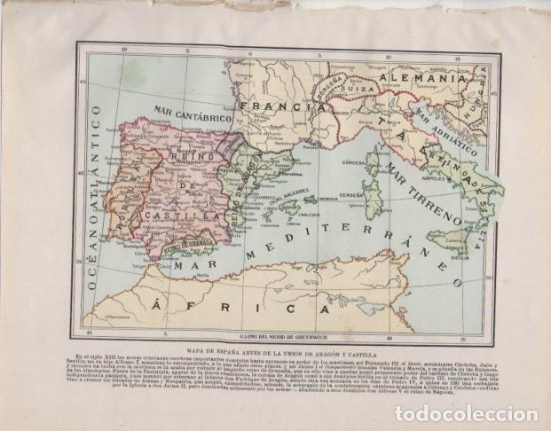Postkarten: LAMINA V33727: Mapa de Espa&ntilde;a antes de la union de Aragon y Castilla - Manuel Rodriguez Codola