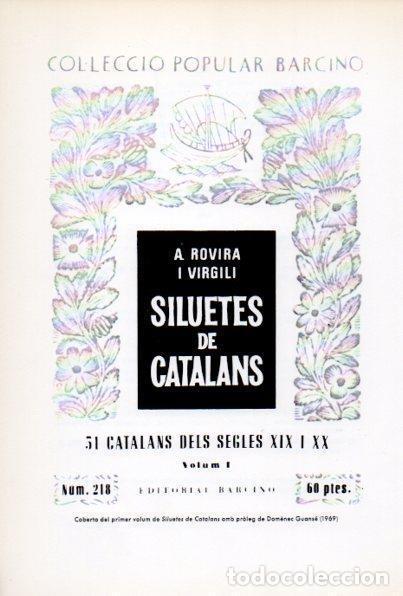 Postcards: LAMINA V34632: Coberta del primer volum de Siluetes de Catalans any 1969, proleg Domenec Guanse - An
