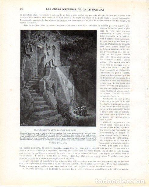 Postales: LAMINA V34381: El Pulgarcito ante la casa del lobo por Gustavo Dore - Guillermo de Boladeres